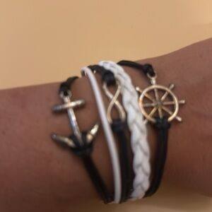 Ashley Bridget New Nautical Charm Bracelet Set in Black and White